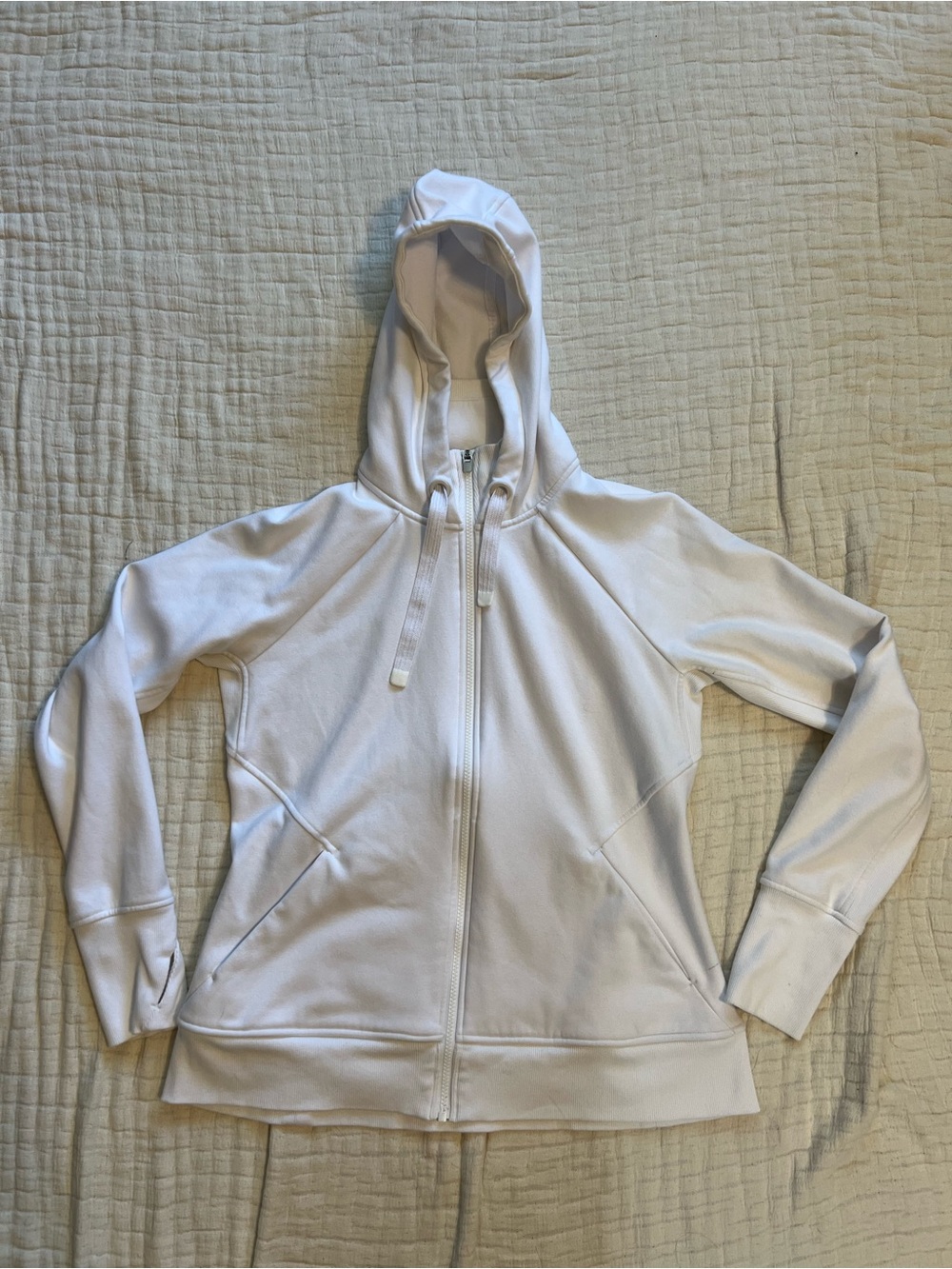 Athleta White Full-Zip Hooded Jacket - Women Size Large